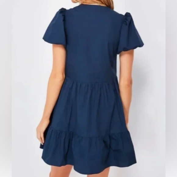 Elegant Navy Puff Sleeve Mini Dress - Picture 7 of 7